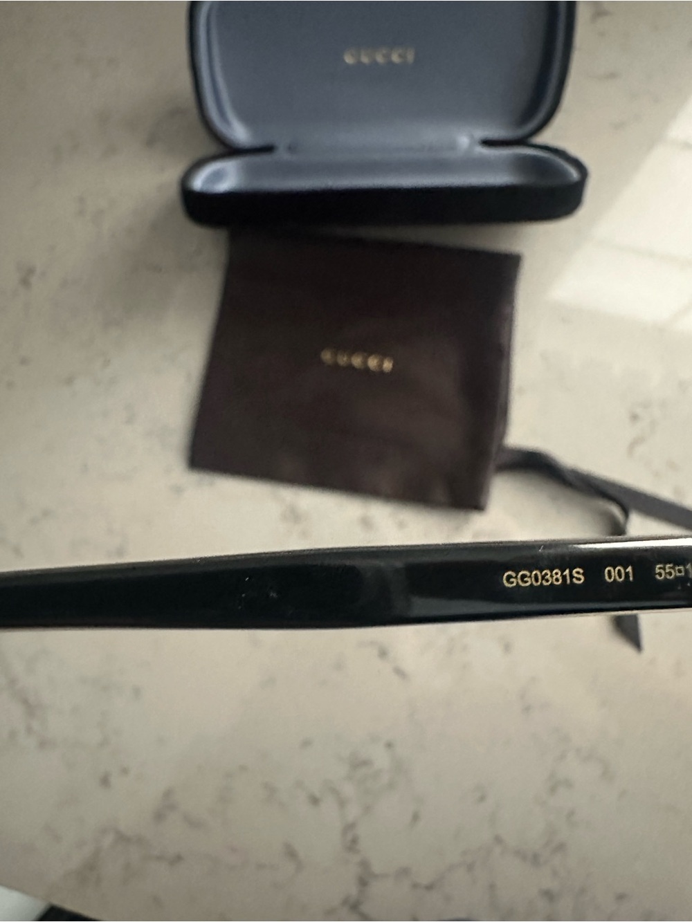 Gucci Men’s Black Sunglasses with Gold and Red-Green Stripe Accents - Picture 4 of 8